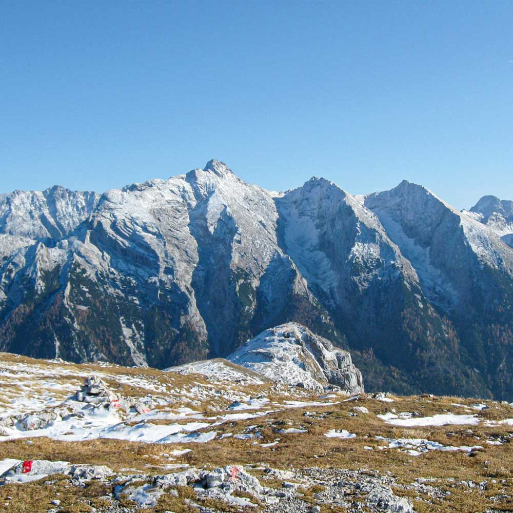 Böslsteig. Zustieg auf die Reiteralpe zur Neuen Traunsteiner Hütte für erfahrene Bergsteiger